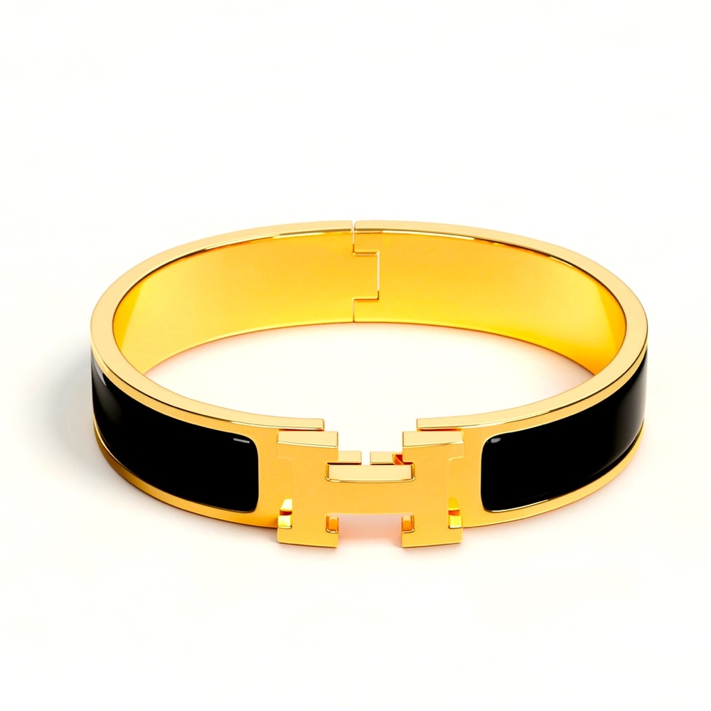 Size GM New HERMES Black GHW Clic H Bracelet Bangle with Receipt